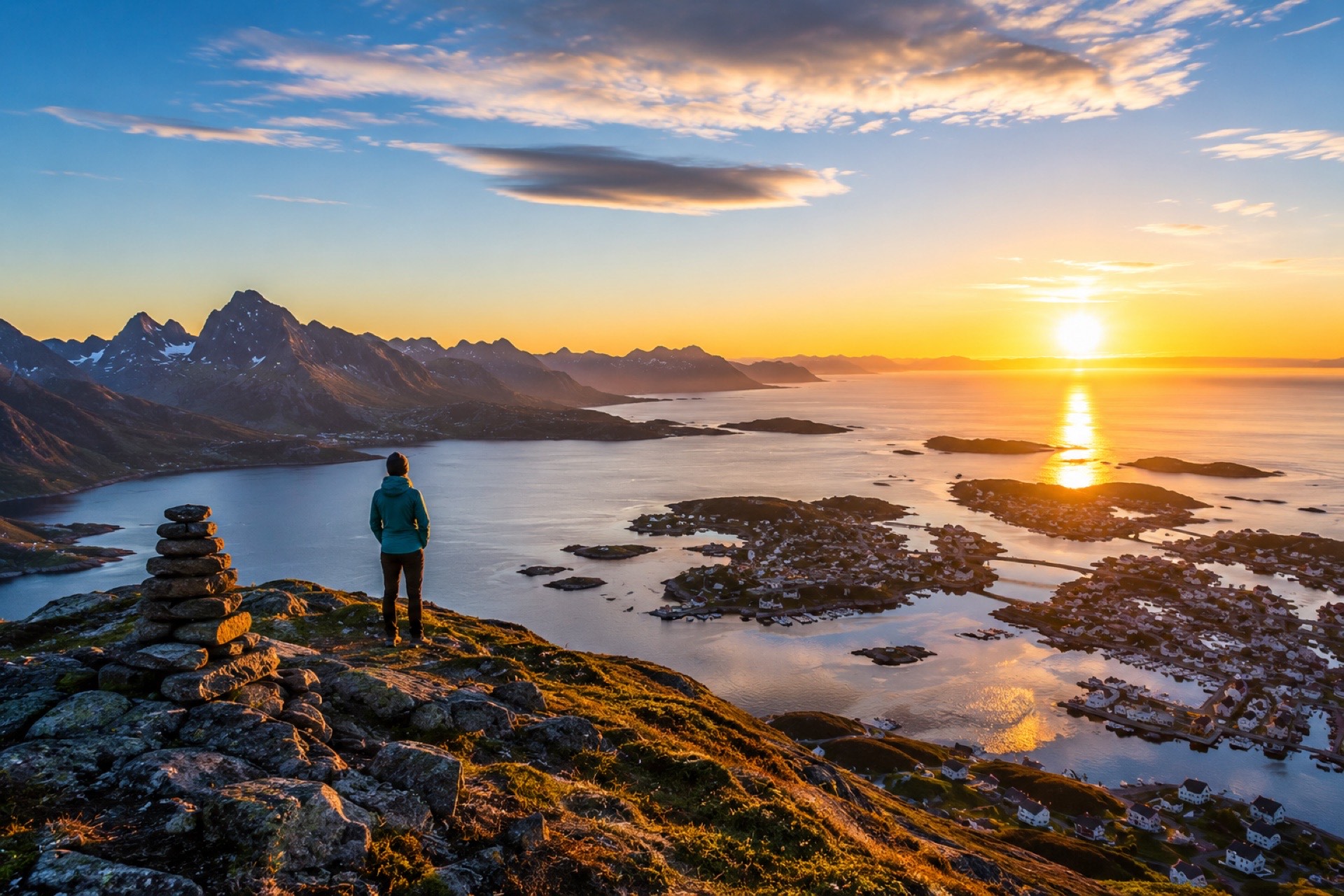 Widok na norweskie wybrzeże i fiordy